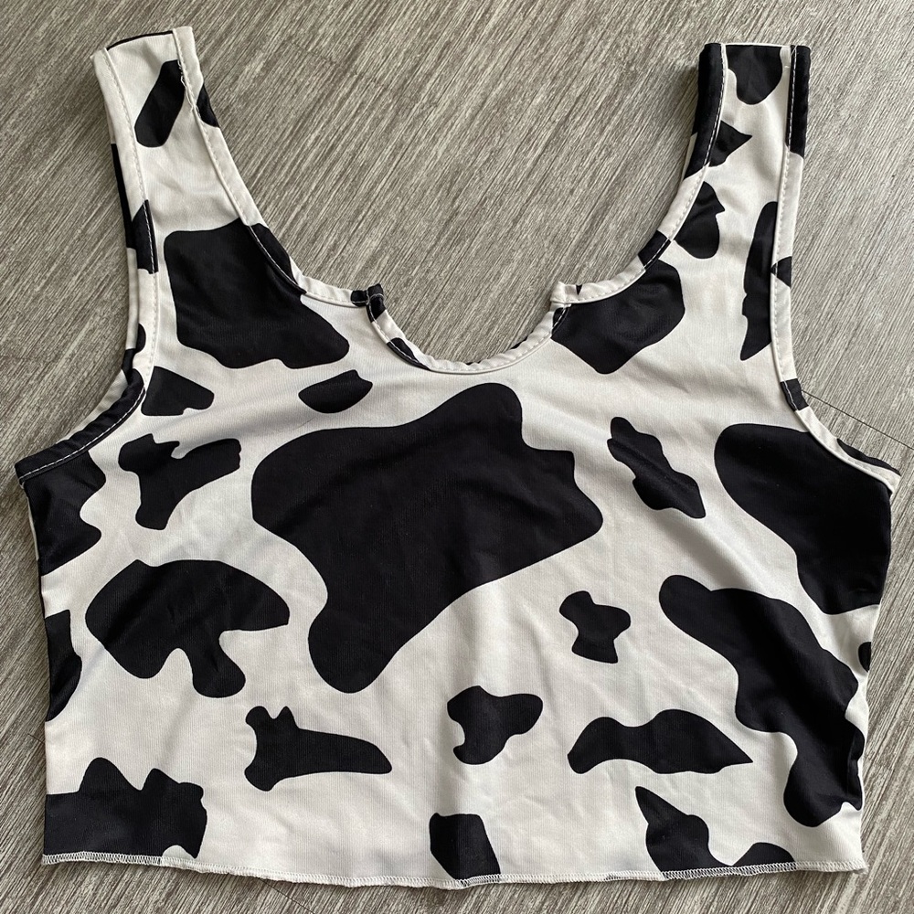 Cow-print crop tank